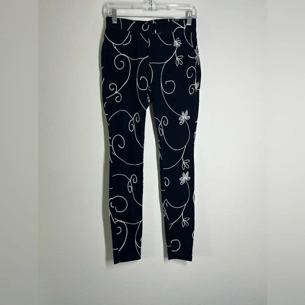 HUE Navy Blue Pants with Pattern Embroidered Size S